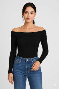 TrendyAura Party Self Design Women Black Top