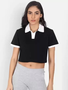 TREND FOR YOY Casual Self Design Women Black Top