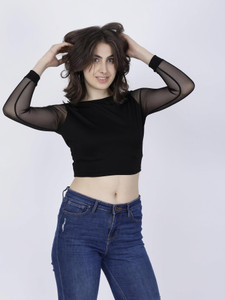 DUDSTUCKER Party Self Design Women Black Top