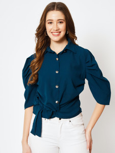 My Swag Casual Solid Women Dark Blue Top