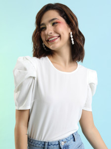 Tokyo Talkies Casual Solid Women White Top