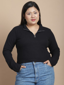 RIGO Casual Solid Women Black Top