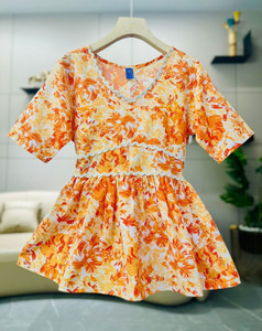Sheetal Associates Casual Floral Print Women Orange Top