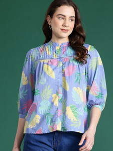 Cavercha Casual Printed Women Blue Top