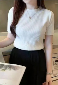 Lukonn Casual Solid Women White Top