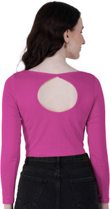 Fasska Casual Solid Women Pink Top