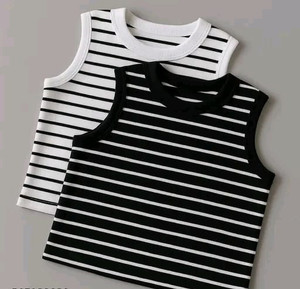 TUSI Casual Striped Women White, Black Top
