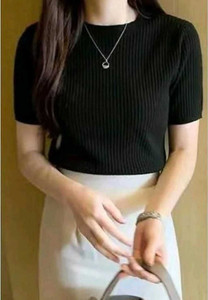 Prinsoo Casual Solid Women Black Top