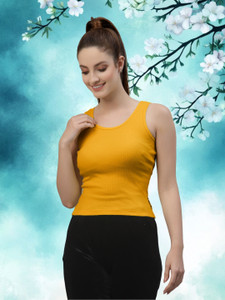 FRISKERS Casual Solid Women Gold Top