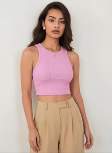 CotiQ Casual Solid Women Pink Top