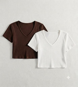 CHENECLOTH Casual Self Design Women White, Brown Top