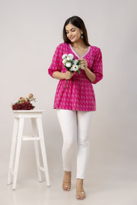 UNIFYFASHION Formal Embroidered Women Pink Top