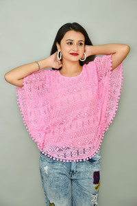 A M.LIBASH Casual Lace Women Pink Top