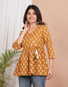 PVZ Casual Printed Women Yellow Top