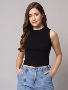 OWN FASHION CLASSIC Casual Solid Women Black Top