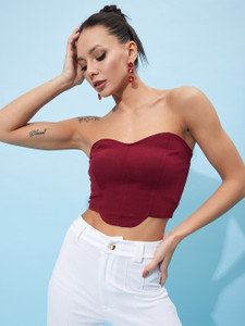 ATHENA Casual Solid Women Maroon Top