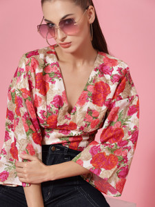 KASSUALLY Casual Printed Women Red Top