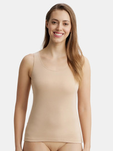 JOCKEY Casual Sleeveless Solid Women Beige Top