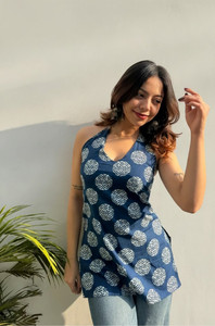 Krishna sakhi Casual Printed Women Black Top