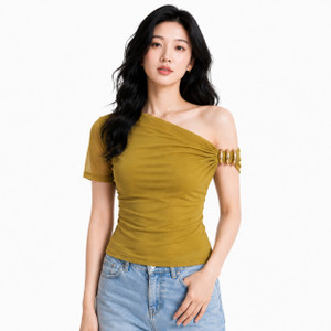 urban streetwear Party Solid Women Green Top