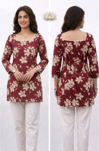 KUNJOO Casual Printed Women Red Top