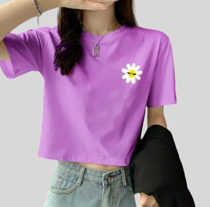 Kamedge Casual Printed Women Purple Top