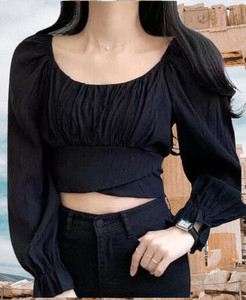 RazaXpress Casual Solid Women Black Top