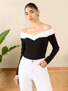 Uptownie Lite Casual Solid Women Black Top