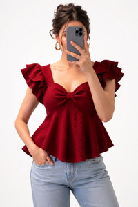 Sompal Traders Casual Self Design Women Maroon Top