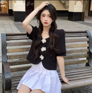 DESTINYPPAREL Casual Solid Women Black Top