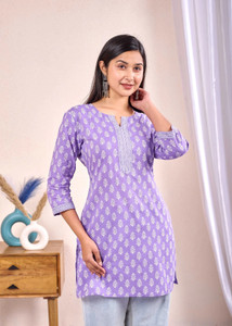 JAIPUR FASHION Casual Printed Women Purple Top