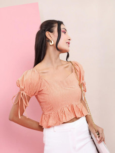 Tokyo Talkies Casual Printed Women Brown Top