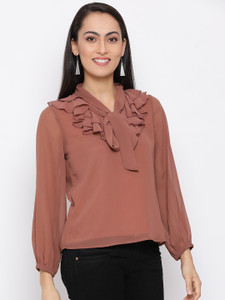 OTIRA Casual Solid Women Brown Top