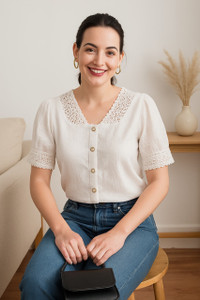 alizahub Casual Printed Women White Top