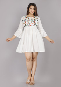 MARISY Casual Embroidered Women White Top