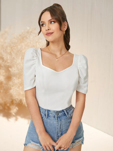 Dream Beauty Fashion Casual Solid Women White Top