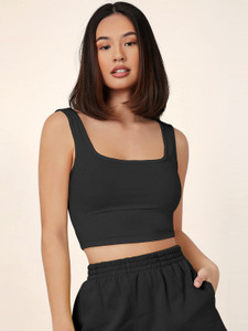 PLERIZA Casual Solid Women Black Top