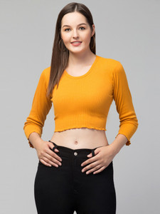 Topster Casual Solid Women Orange Top