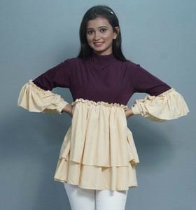 diyaz Casual Solid Women Purple Top