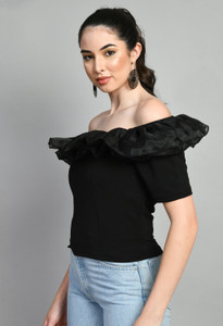 IUGA Party Solid Women Black Top