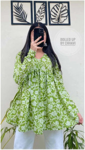 New RJP Craft Casual Printed Women Green Top