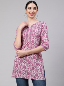 Nayo Casual Printed Women White, Purple, Green Top