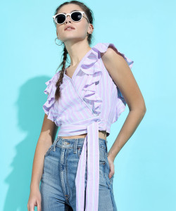 Tokyo Talkies Casual Striped Women Multicolor Top
