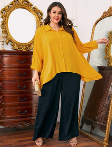 SAFOORACREATION Casual Solid Women Yellow Top