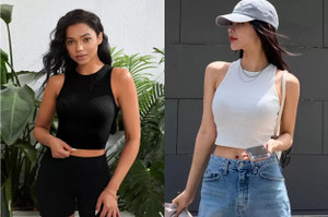 PINOVO Casual Solid Women Black, White Top