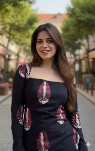 Mahapuspam Casual Printed Women Black Top