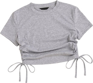 Baawdi Casual Solid Women Grey Top