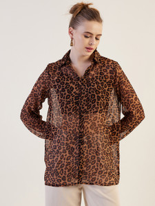 Freehand by The Indian Garage Co. Casual Printed Women Brown Top