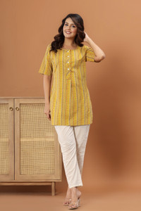 Tulsiram Casual Printed Women Yellow Top