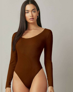 TRENDY ERA Casual Solid Women Brown Top
